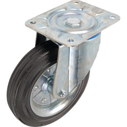 Pasukamas ratukas, guminis ratas: Ø250x60mm, plokštelės tvirtinimas: 200x160mm. Apkrova: 350kg, Ro-Carr WH5081250B.