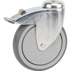 Pasukamas ratukas, guminis ratas: Ø150x32mm, su stabdžiu, viena varžto skylė, apkrova: 100kg, Tente 2477PJP150P3011