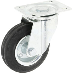 Pasukamas ratukas, guminis ratas: Ø125x37,5 mm, plokštelės tvirtinimas: 115x85 mm. Apkrova: 130 kg, Ro-Carr WH5081125.