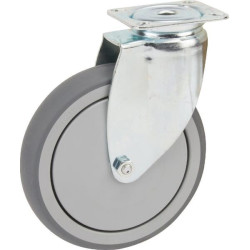 Pasukamas ratukas, guminis ratas: Ø100x32mm, plokštelės tvirtinimas: 77x67mm. Apkrova: 100kg, Tente 2470PJP100P50.