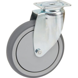 Pasukamas ratukas, guminis ratas: Ø125x32mm, plokštelės tvirtinimas: 77x67mm. Apkrova: 100kg, Tente 2470PJP125P50.