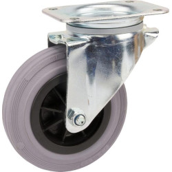 Pasukamas ratukas, guminis ratas: Ø160x40mm, plokštelės tvirtinimas: 137x105mm. Apkrova: 135kg, Tente 3470PIR160P63.