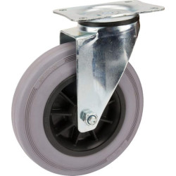 Pasukamas ratukas, guminis ratas: Ø200x50mm, plokštelės tvirtinimas: 137x105mm. Apkrova: 205kg, Tente 3470PIR200P63.