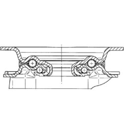 Pasukamas ratukas, guminis ratas: Ø200x50mm, plokštelės tvirtinimas: 137x105mm. Apkrova: 205kg, Tente 3470PIR200P63.