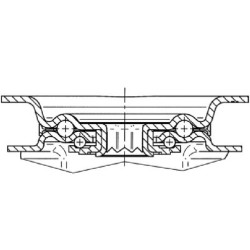 Pasukamas ratukas, guminis ratas: Ø200x50mm, su stabdžiu, plokštelės tvirtinimas: 137x105mm. Apkrova: 205kg, Tente 3477DVR200P63