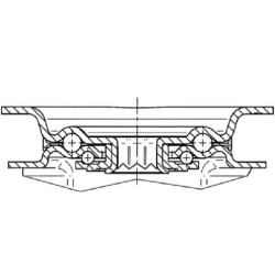 Pasukamas ratukas, guminis ratas: Ø125x37mm, su stabdžiu, plokštelės tvirtinimas: 105x85mm. Apkrova: 100kg, Tente 3477DVJ125P62.