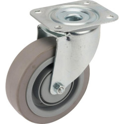 Pasukamas ratukas, guminis ratas: Ø125x40mm, plokštelės tvirtinimas: 105x85mm. Apkrova: 250kg, Tente 3470UFP125P62.