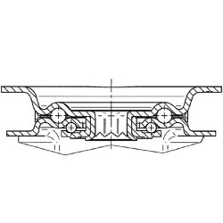 Pasukamas ratukas, guminis ratas: Ø200x50mm, su stabdžiu, plokštelės tvirtinimas: 137x105mm. Apkrova: 205kg, Tente 3477PIR200P63