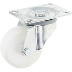 Pasukamas ratukas, poliamidinis ratas: Ø80x30mm, plokštelės tvirtinimas: 100x80mm. Apkrova: 75kg, Ro-Carr WH55080.