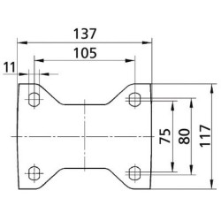 Standus ratukas, poliamidinis ratas: Ø125x50mm, plokštelės tvirtinimas: 137x105mm. Apkrova: 700kg, Tente 4688TOP125P63.