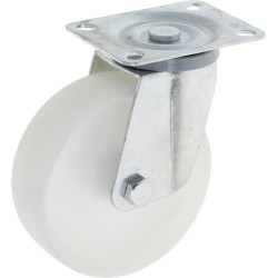 Pasukamas ratukas, poliamidinis ratas: Ø125x40mm, plokštelės tvirtinimas: 100x80mm. Apkrova: 110kg, Ro-Carr WH550125.