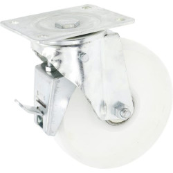 Pasukamas ratukas, poliamidinis ratas: Ø80x30mm, su stabdžiu, plokštelės tvirtinimas: 100x80mm. Apkrova: 90kg, Ro-Carr WH50NF80.