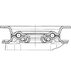 Pasukamas ratukas, poliamidinis ratas: Ø125x40mm, plokštelės tvirtinimas: 105x85mm. Apkrova: 250kg, Tente 3470UOJ125P62.