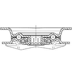 Pasukamas ratukas, guminis ratas: Ø125x36mm, su stabdžiu, plokštelės tvirtinimas: 105x85mm. Apkrova: 200kg, Tente 3477HUR125P62.