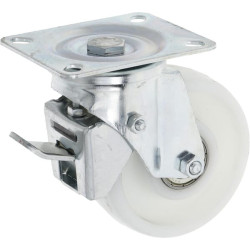 Pasukamas ratukas, poliamidinis ratas: Ø100x35mm, su stabdžiu, plokštelės tvirtinimas: 100x80mm. Apkrova: 110kg, Ro-Carr WH50NF1