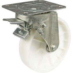 Pasukamas ratukas, poliamidinis ratas: Ø250x60mm, su stabdžiu, plokštelės tvirtinimas: 200x160mm. Apkrova: 400kg, Ro-Carr WH50NF