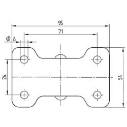 Standus ratukas, poliamidinis ratas: Ø65x30mm, plokštelės tvirtinimas: 95x54mm. Apkrova: 120kg, Tente 3438POO065P609554