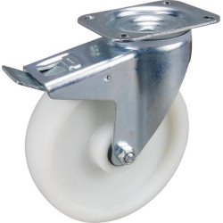 Pasukamas ratukas, poliamidinis ratas: Ø200x50mm, su stabdžiu, plokštelės tvirtinimas: 137x105mm, apkrova: 350kg, Tente 3477UOR2