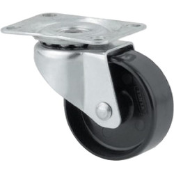 Pasukamas ratukas, polipropileno ratas: Ø50x21mm, plokštelės tvirtinimas: 59x47mm. Apkrova: 40kg, Tente 1430POI050P605947.