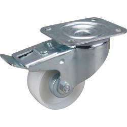 Pasukamas ratukas, poliamidinis ratas: Ø80x34mm, su stabdžiu, plokštelės tvirtinimas: 105x85mm. Apkrova: 200kg, Tente 3477UOJ080