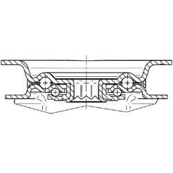 Pasukamas ratukas, poliamidinis ratas: Ø125x40mm, su stabdžiu, plokštelės tvirtinimas: 105x85mm, apkrova: 250kg, Tente 3477UOJ12