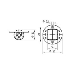 Standus ratukas, poliamidinis ratas: Ø14x14mm, plokštelės tvirtinimas: 26. Maksimali apkrova: 15kg, Tente 1298UOI014P80.