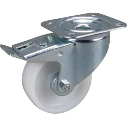 Pasukamas ratukas, poliamidinis ratas: Ø100x36mm, su stabdžiu, plokštelės tvirtinimas: 105x85mm. Apkrova: 200kg, Tente 3477UOJ10