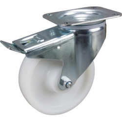 Pasukamas ratukas, poliamidinis ratas: Ø160x40mm, su stabdžiu, plokštelės tvirtinimas: 137x105mm, apkrova: 350kg, Tente 3477UOR1