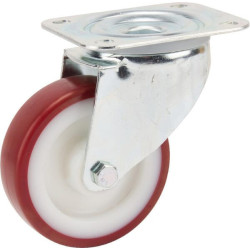 Pasukamas ratukas, poliuretano ratas: Ø100x32mm, plokštelės tvirtinimas: 105x85mm. Apkrova: 150kg, Tente 3470UAR100P62.