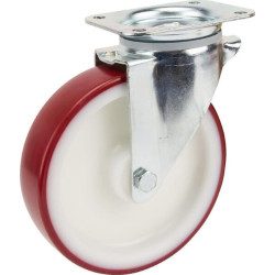 Pasukamas ratukas, poliuretano ratas: Ø200x46mm, plokštelės tvirtinimas: 137x105mm. Apkrova: 350kg, Tente 3470UAR200P63.