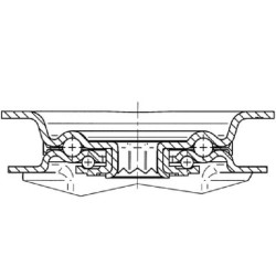 Pasukamas ratukas, poliuretano ratas: Ø160x40mm, su stabdžiu, plokštelės tvirtinimas: 137x105mm, apkrova: 350kg, Tente 3477UAR16
