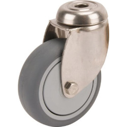 Pasukamas ratukas, guminis ratas: Ø50x19mm, nerūdijančio plieno, viena varžto skylė. Apkrova: 50kg, Tente 7470PJH050P3011