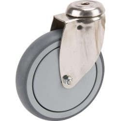 Pasukamas ratukas, guminis ratas: Ø150x32mm, nerūdijančio plieno, viena varžto skylė, apkrova: 100kg, Tente 7470PJC150P3011