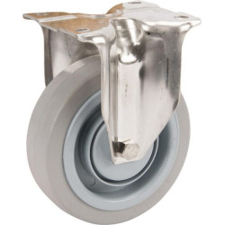 Standus ratukas, guminis ratas: Ø125x40mm, nerūdijančio plieno plokštės tvirtinimas: 100x85mm. Apkrova: 250kg, Tente 8478UFC125P