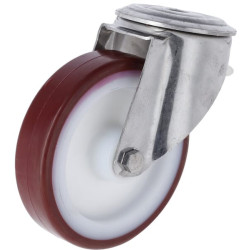 Pasukamas ratukas, poliuretano ratas: Ø125x32mm, nerūdijančio plieno, vienos varžto skylė. Apkrova: 150kg, Tente 8470UAD125P3013