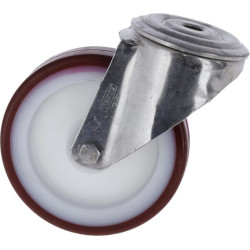 Pasukamas ratukas, poliuretano ratas: Ø125x32mm, nerūdijančio plieno, vienos varžto skylė. Apkrova: 150kg, Tente 8470UAD125P3013