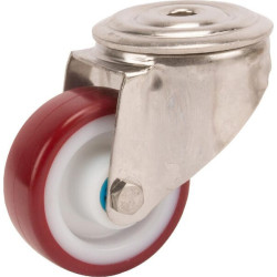 Pasukamas ratukas, poliuretano ratas: Ø80x32mm, nerūdijančio plieno, vienos varžto skylė. Apkrova: 100kg, Tente 8470UAD080P3013.