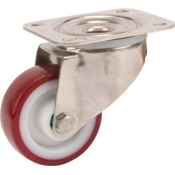 Pasukamas ratukas, poliuretano ratukas: Ø80x32mm, nerūdijančio plieno plokštės tvirtinimas: 105x85mm, apkrova: 100kg, Tente 8470