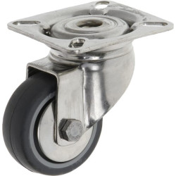 Pasukamas ratukas, guminis ratas: Ø50x19mm, nerūdijančio plieno plokštės tvirtinimas: 60x60mm. Apkrova: 50kg, Tente 7470PJH050P4