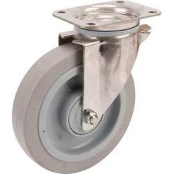 Pasukamas ratukas, guminis ratas: Ø200x46mm, nerūdijančio plieno plokštės tvirtinimas: 137x105mm. Apkrova: 400kg, Tente 8470UFC2