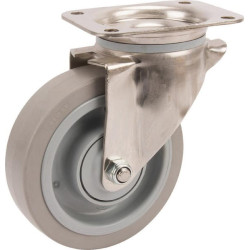 Pasukamas ratukas, guminis ratas: Ø160x46mm, nerūdijančio plieno plokštės tvirtinimas: 137x105mm. Apkrova: 300kg, Tente 8470UFC1