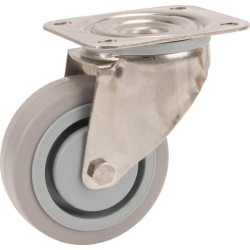 Pasukamas ratukas, guminis ratas: Ø100x34mm, nerūdijančio plieno plokštės tvirtinimas: 105x85mm, apkrova: 160kg, Tente 8470UFC10