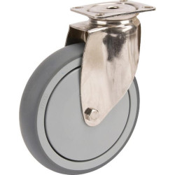 Pasukamas ratukas, guminis ratas: Ø150x32mm, nerūdijančio plieno plokštės tvirtinimas: 77x67mm. Apkrova: 100kg, Tente 7470PJC150