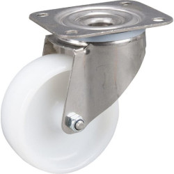 Pasukamas ratukas, poliamidinis ratas: Ø100x36 mm, nerūdijančio plieno plokštės tvirtinimas: 105x85 mm. Apkrova: 200 kg, Tente 8