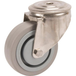 Pasukamas ratukas, guminis ratas: Ø100x34mm, nerūdijančio plieno, vienos varžto skylė, apkrova: 150kg, Tente 8470UFC100P3013