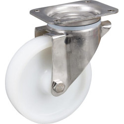 Pasukamas ratukas, poliamidinis ratas: Ø160x40mm, nerūdijančio plieno plokštės tvirtinimas: 137x105mm, apkrova: 500kg, Tente 847