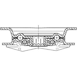 Pasukamas ratukas, poliamidinis ratas: Ø200x50mm, nerūdijančio plieno plokštės tvirtinimas: 137x105mm. Apkrova: 500kg, Tente 847