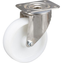 Pasukamas ratukas, poliamidinis ratas: Ø125x40mm, nerūdijančio plieno plokštės tvirtinimas: 105x85mm. Apkrova: 250kg, Tente 8470