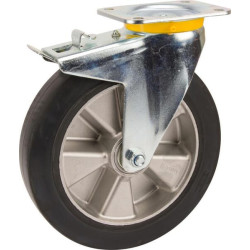 Pasukamas ratukas, guminis ratas: Ø160x50mm, su stabdžiu, plokštelės tvirtinimas: 137x105mm, apkrova: 350kg, Tente 4687IEP160P63