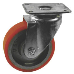 Pasukamas ratukas, poliuretano ratas: Ø100x30mm, plokštelės tvirtinimas: 105x85mm. Apkrova: 200kg, Ro-Carr WH700100.